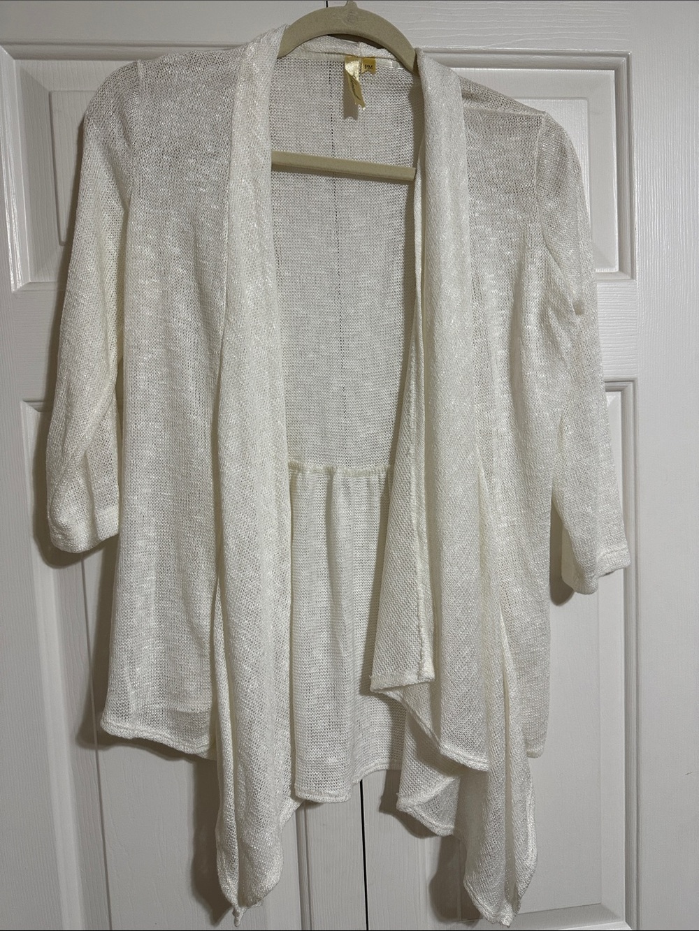 Chenault Cream Open-Front Draped Cardigan